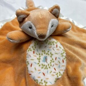 Douglas Baby Lovey Little Fox Plush Embroidered Mushrooms Satin Edge 15"x15"